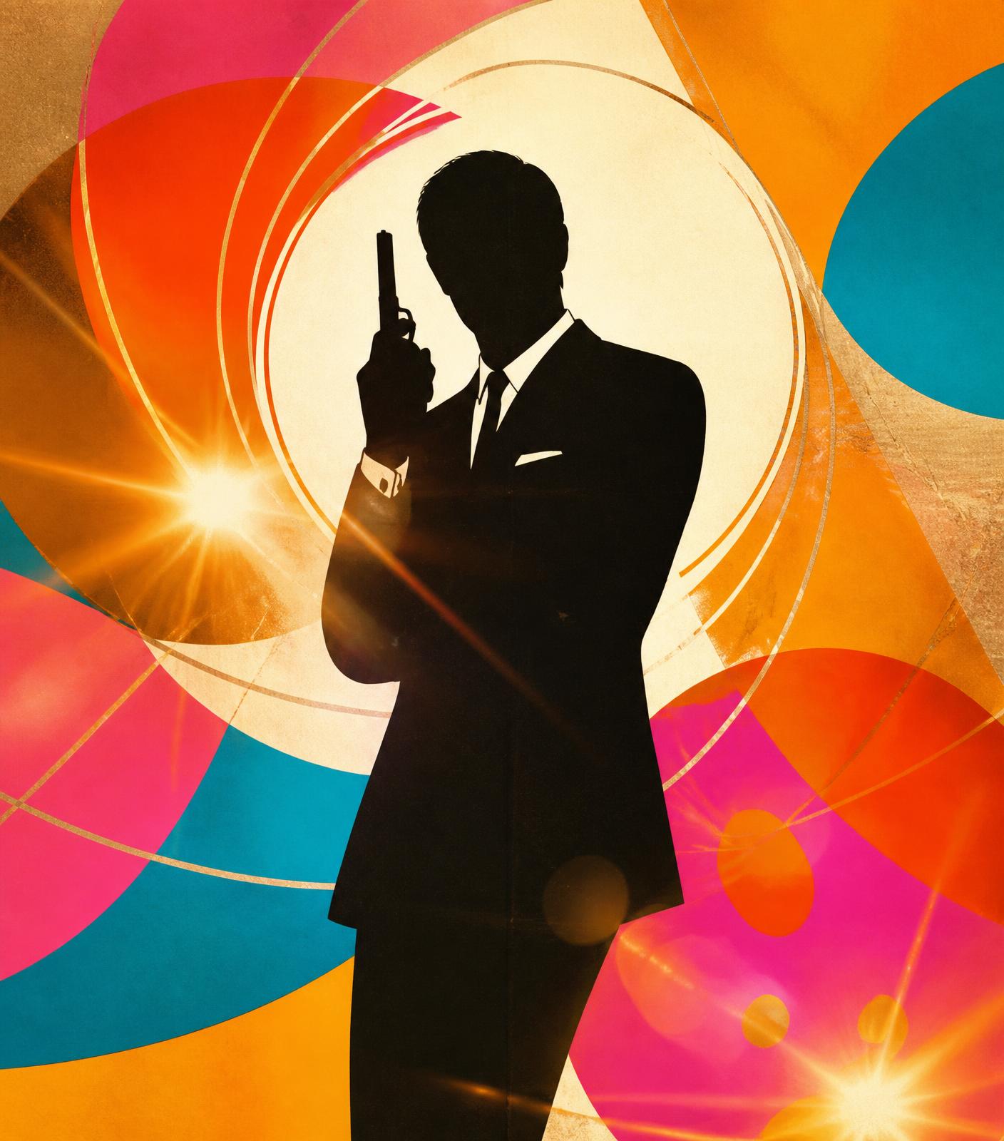 Bold 1960s style silhouette of a gentleman in a tailored suit